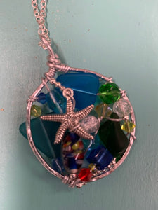 Starfish And Beach Glass Delight Necklace