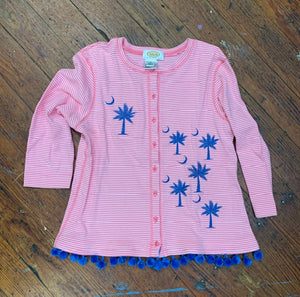 Ladies Size Medium Pink/White Palmetto Cardigan